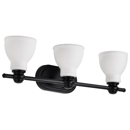 Nuvo Russel - 3 Light Vanity - Matte Black with Satin White Glass 60/8023